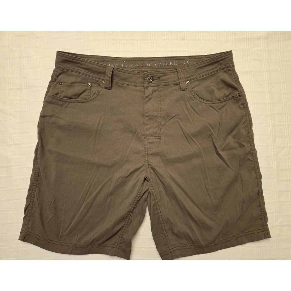 PrAna Mens 9" Shorts Sz 38 Brown Chino Work Outdoors Hiking Climbing Comfort
